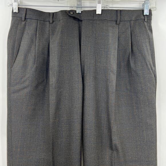 AMERICAN VINTAGE Berle Size 36R Men's Gray Plaid Pleat Front Dress Pants Trouser - Picture 4 of 10